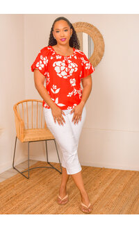 MLLE Gabrielle VEEKSHA- Printed Tie Neck with Puff Sleeves