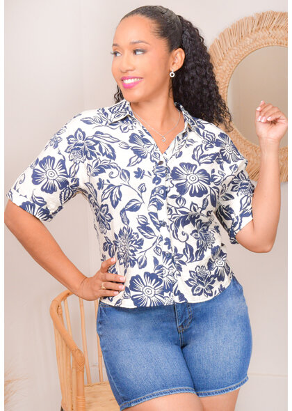 MLLE Gabrielle VERBEN- Printed Button Down Top with Collar