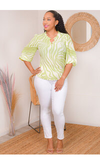 ZAC & RACHEL VERONY- Printed Top with Crochet Patch Sleeves