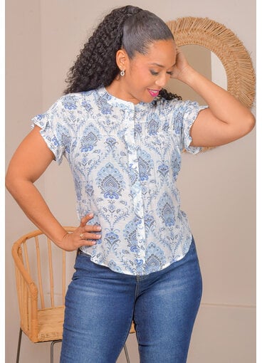 ZAC & RACHEL VERROLL- Floral Button Down frill Arm Top