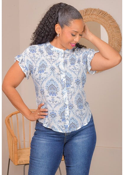 ZAC & RACHEL VERROLL- Floral Button Down frill Arm Top