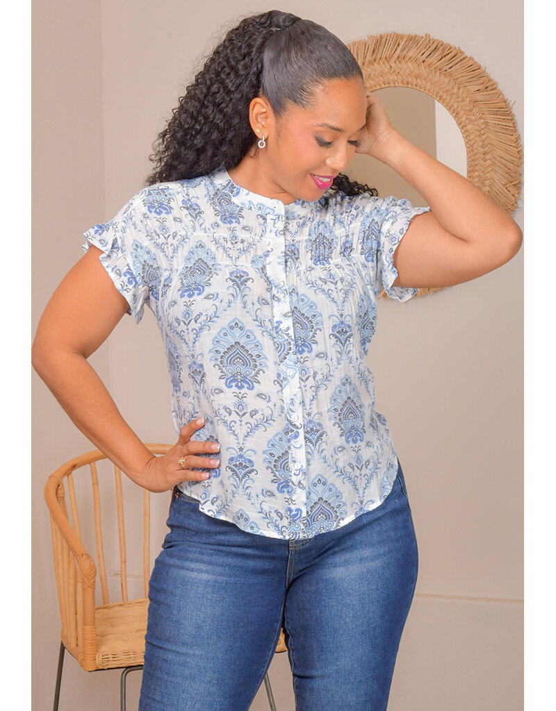 ZAC & RACHEL VERROLL- Floral Button Down frill Arm Top