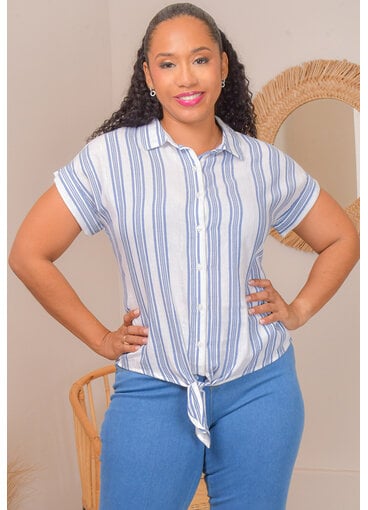 PALM RIO VERUCA- Stripe Button Down with Collar