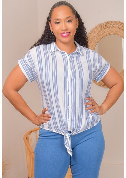 PALM RIO VERUCA- Stripe Button Down with Collar