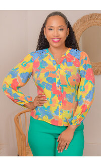 ZAC & RACHEL VETAIL- Floral Top with Crochet Shoulders