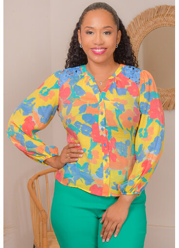 ZAC & RACHEL VETAIL- Floral Top with Crochet Shoulders