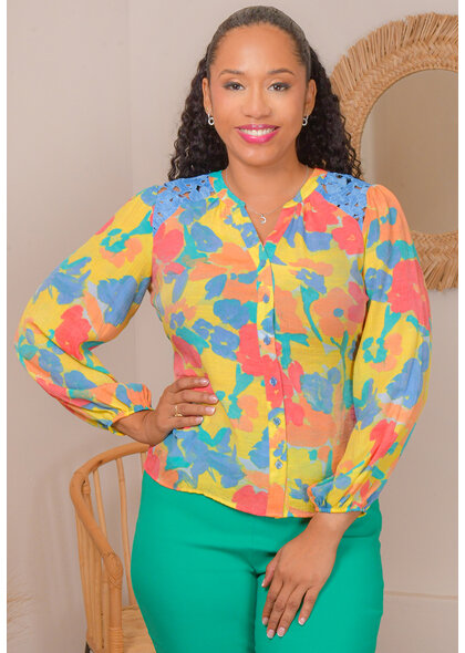 ZAC & RACHEL VETAIL- Floral Top with Crochet Shoulders