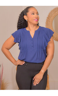 ZAC & RACHEL VETIVER- Solid Frill Arm Top