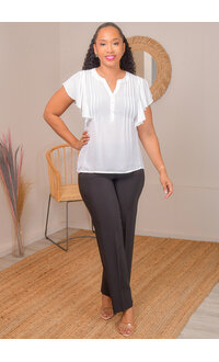 ZAC & RACHEL VETIVER- Solid Frill Arm Top