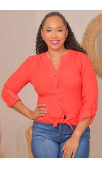 ZAC & RACHEL VETLE- Solid Button Down Long Sleeve Top