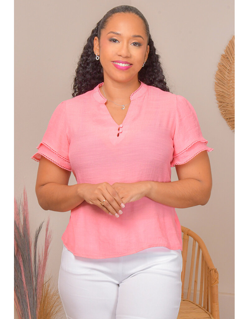 Counterparts VIARA- Solid Split Neck Top