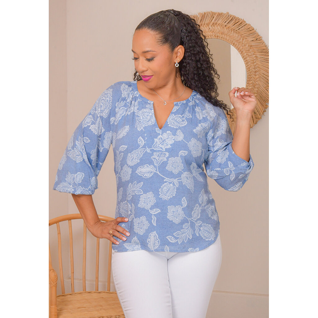 VIRAO- Printed V-Neck Top