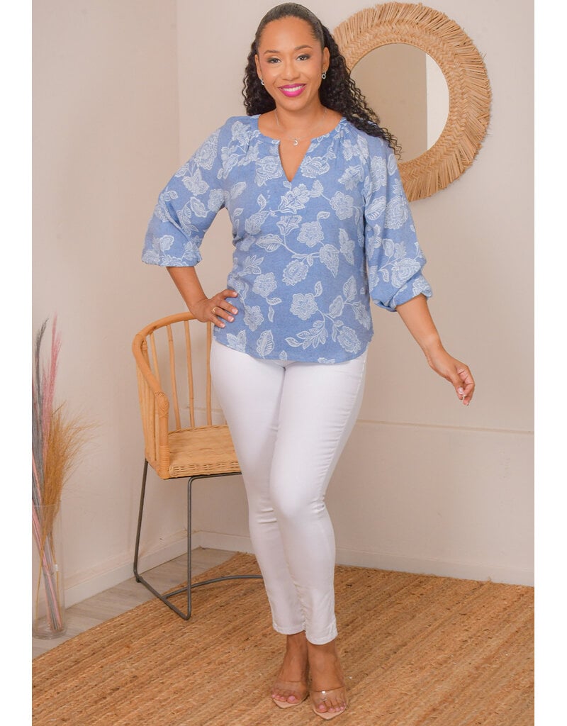 HARPER 241 VIRAO- Printed V-Neck Top