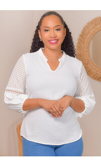 Unique Spectrum VITORIO- V-Neck Top with Crochet Patches