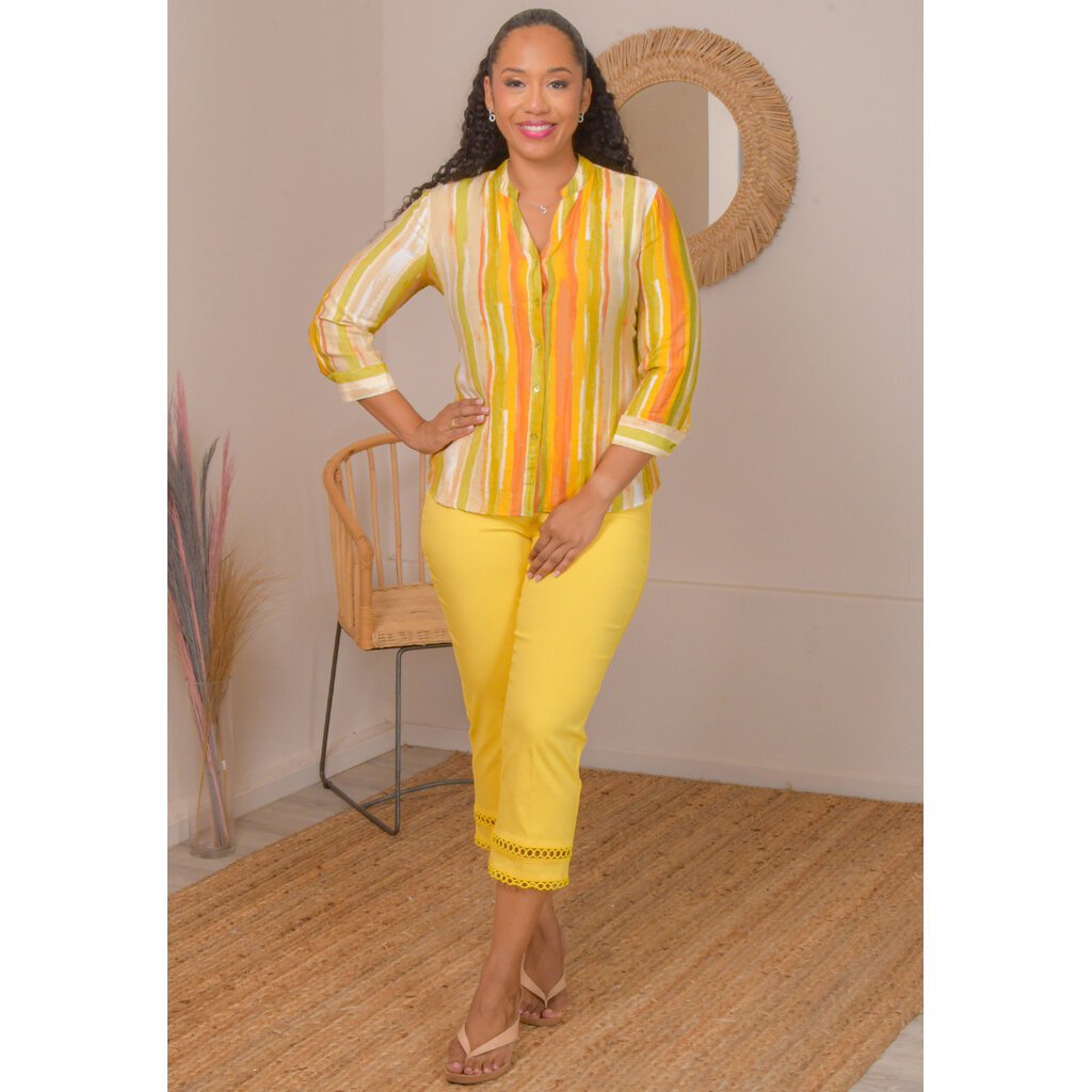 Vivion-MLL stripe prnt bttn dwn w/slvs