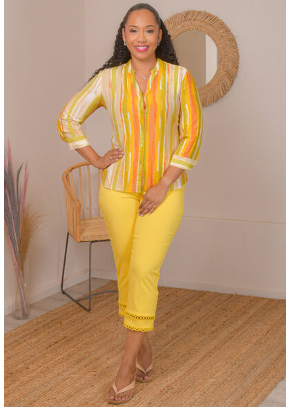 Unique Spectrum Vivion-MLL stripe prnt bttn dwn w/slvs