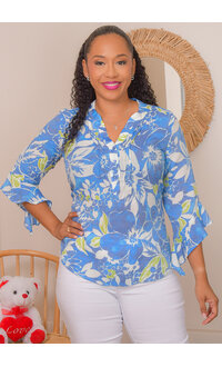 Counterparts VJERA- Forla Split Neck Trumpet Sleeve Top