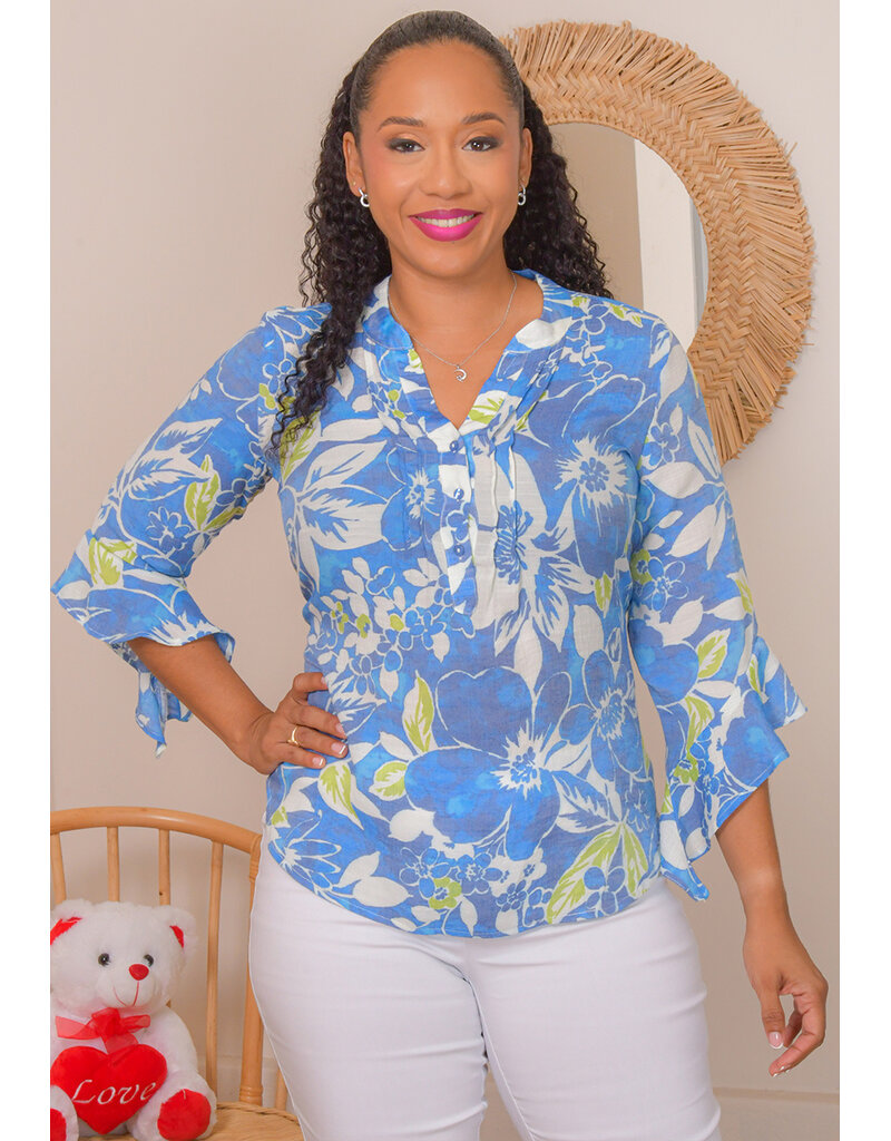 Counterparts VJERA- Forla Split Neck Trumpet Sleeve Top