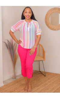 ZAC & RACHEL VOLKAR- Stripe Top with Keyhole