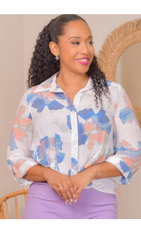 HOPE & HARLOW VOLLY- Printed Top with Collar