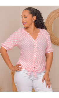 HOPE & HARLOW VOPS- Polka Dot Top with V-Neck