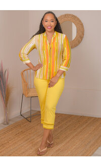 ZAC & RACHEL ZAHRA- Pull On Capri Pants with Cut-Out Hem