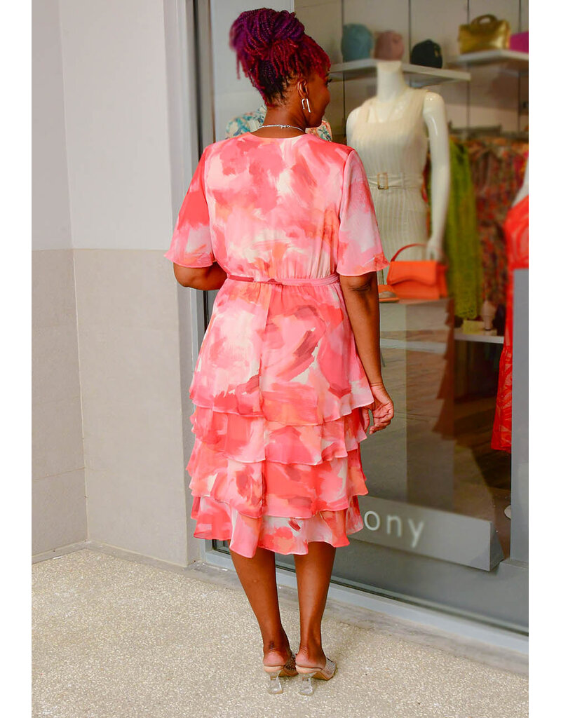 Sandra Darren FELISE- Floral Top Dress with Shutter Hem