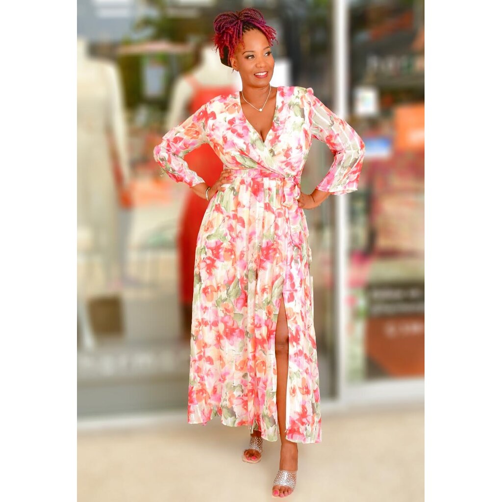 FIGGI- Floral Lap Top Dress with Split