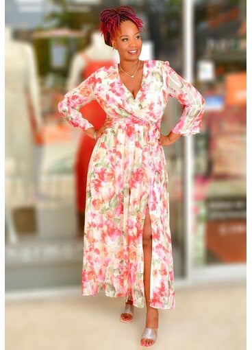 Maison Tara FIGGI- Floral Lap Top Dress with Split