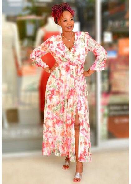 Maison Tara FIGGI- Floral Lap Top Dress with Split