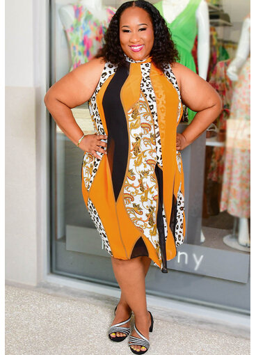 Signature FLAVIA- Plus Size Mock Neck with Tie