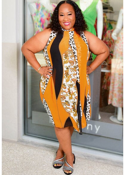 Signature FLAVIA- Plus Size Mock Neck with Tie