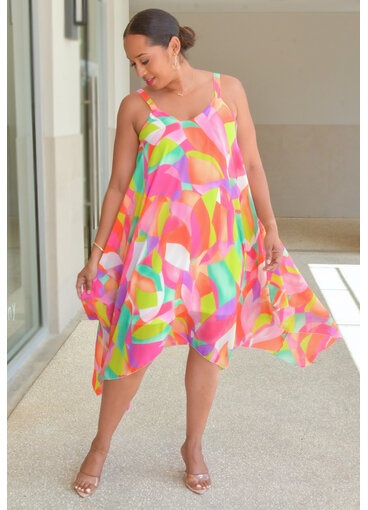 Nina Leonard FRIO- Floral Thin Strap Dress