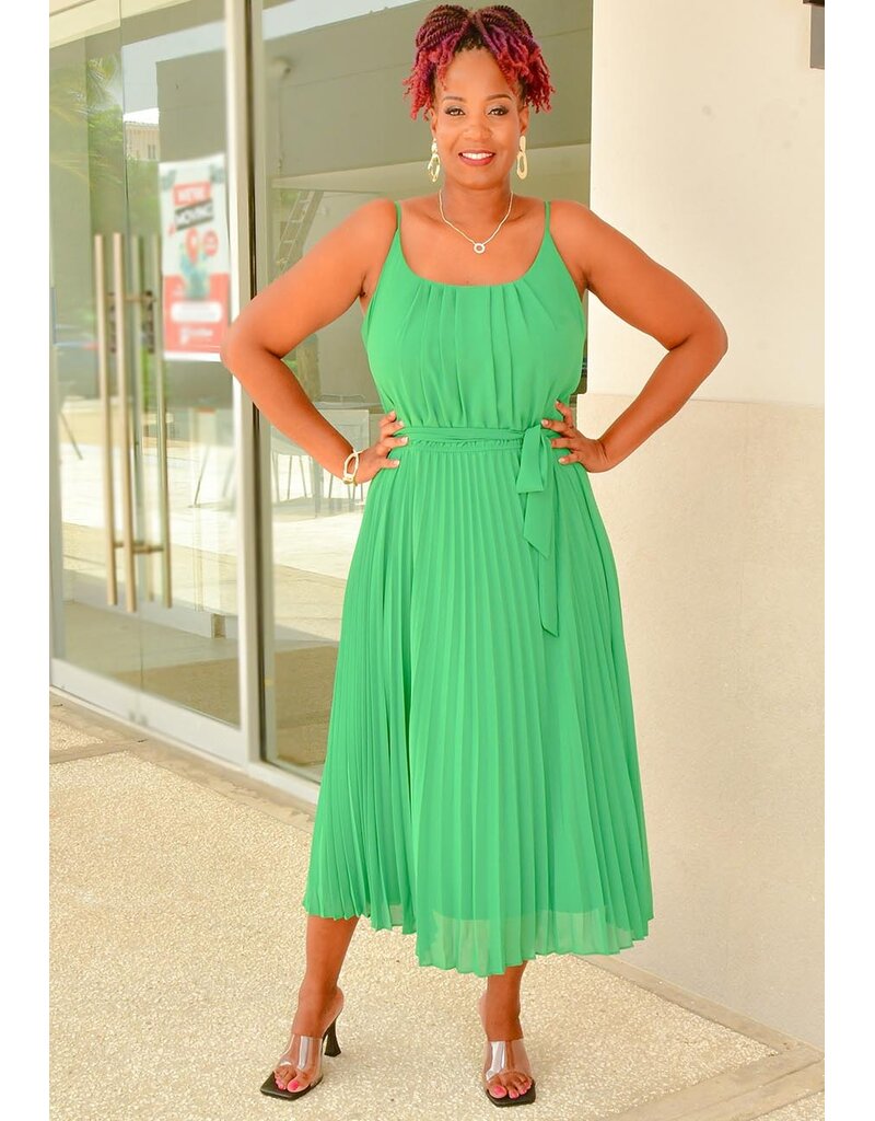 Signature FUYUMI- Thin Strap Dress with Steam Pleat & Band