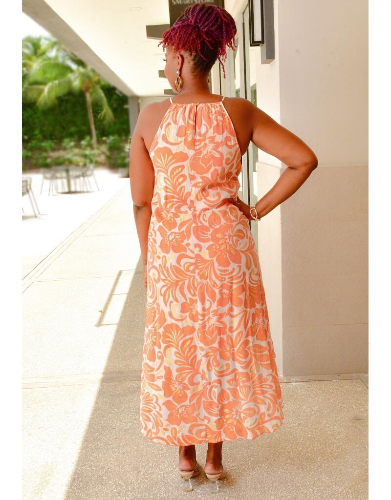 MLLE Gabrielle GIVA- Printed Hi-Neck Keyhole Dress