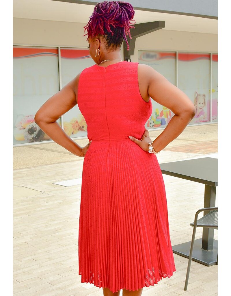 Maison Tara LANKO- Solid Armhole Pleated Bottom Dress