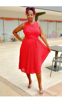 Maison Tara LANKO- Solid Armhole Pleated Bottom Dress