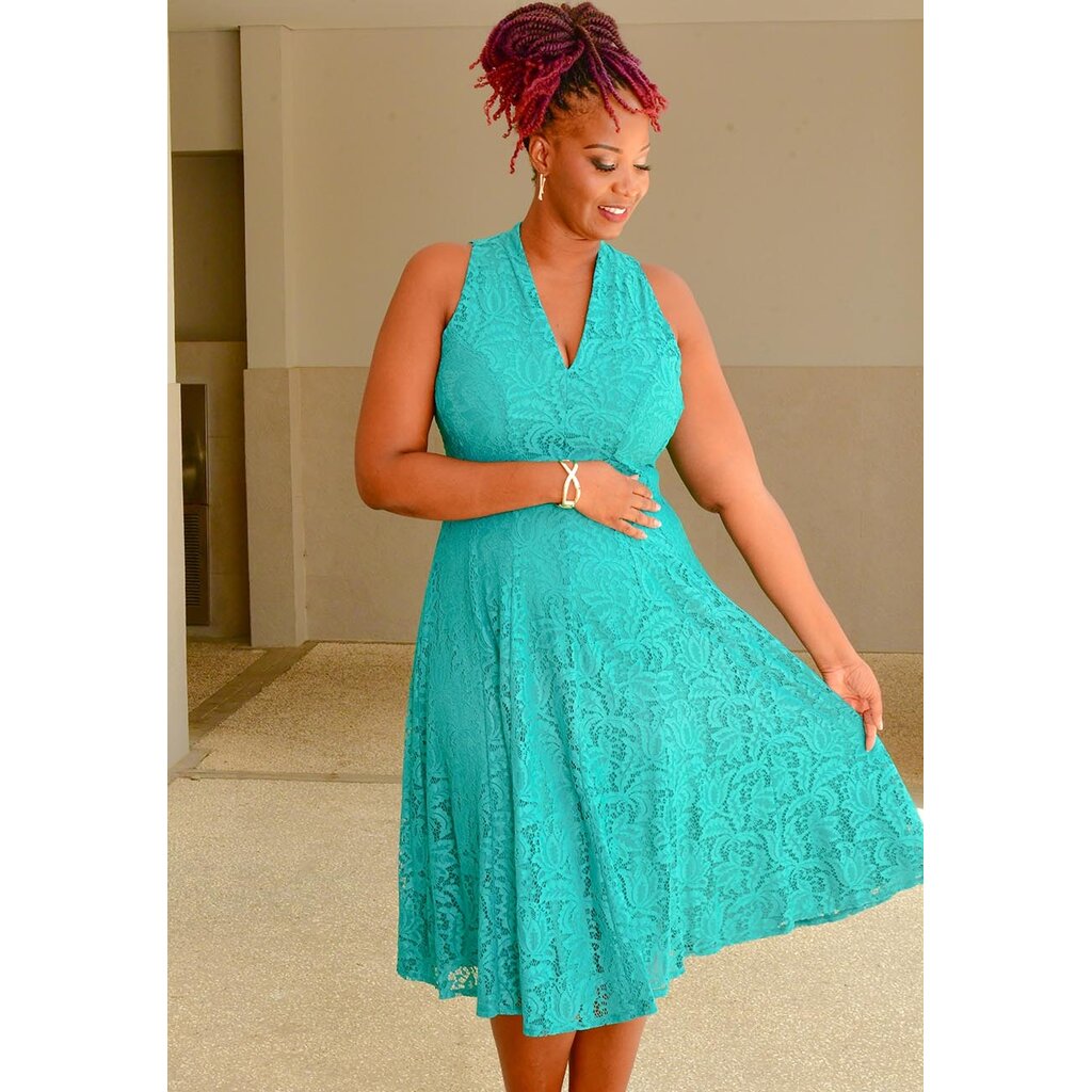 LOGAN- Solid Armhole V-Neck Dress