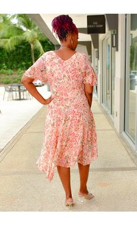 RARCH- Floral Lap Top Dress with Pointed Bottom