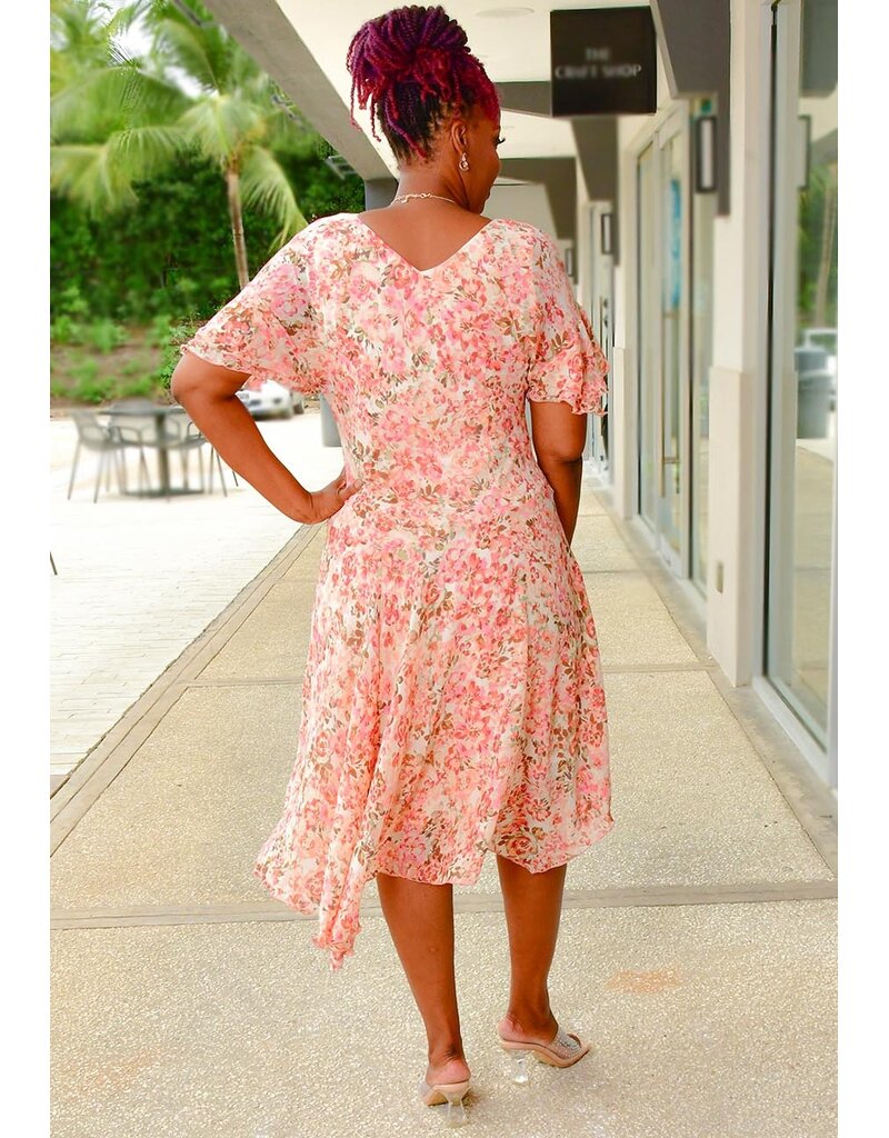 RARCH- Floral Lap Top Dress with Pointed Bottom