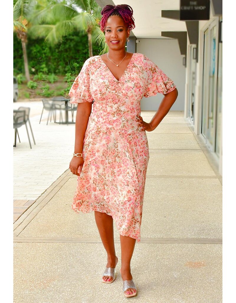 RARCH- Floral Lap Top Dress with Pointed Bottom