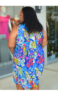 Signature FLAVIA- Plus Size Leaf Print Overlay Dress