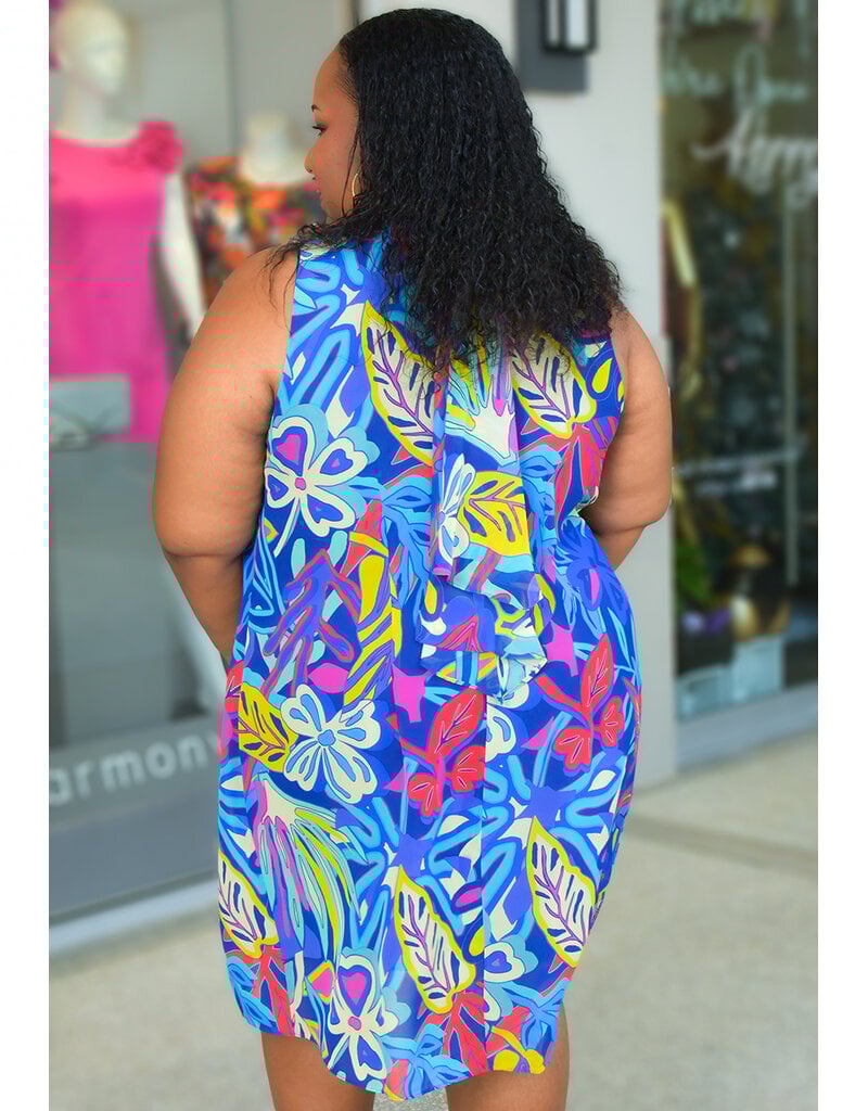 Signature FLAVIA- Plus Size Leaf Print Overlay Dress