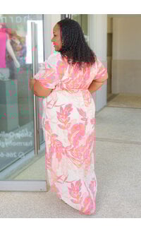 MLLE Gabrielle GAOMI- Plus Size Floral Hi-Low Puff Sleeve Dress