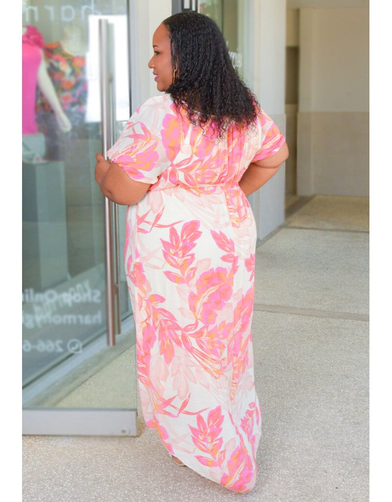 MLLE Gabrielle GAOMI- Plus Size Floral Hi-Low Puff Sleeve Dress