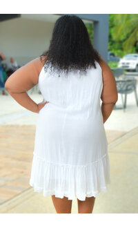 Signature GIANNI- Plus Size Solid Hi-Neck Dress with Tie Straps