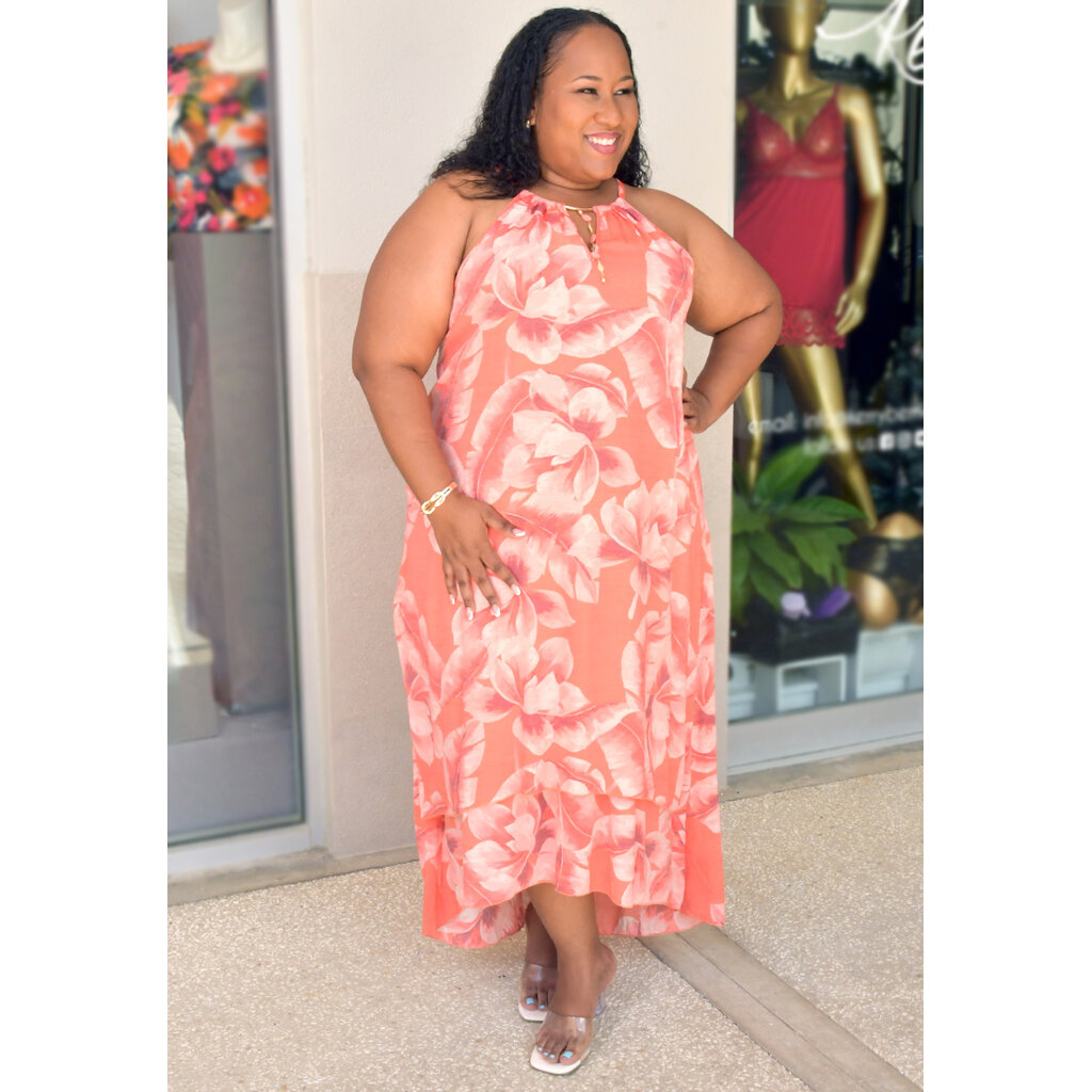 GIVA- Plus Size Hi-Neck Dress with Keyhole