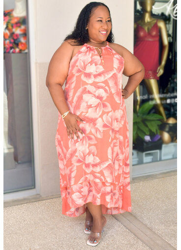 MLLE Gabrielle GIVA- Plus Size Hi-Neck Dress with Keyhole