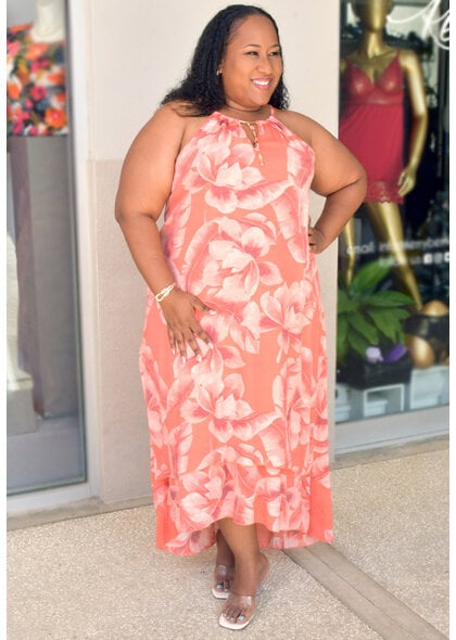 MLLE Gabrielle GIVA- Plus Size Hi-Neck Dress with Keyhole