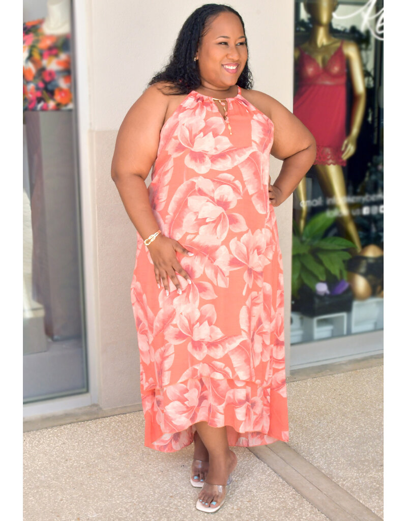 MLLE Gabrielle GIVA- Plus Size Hi-Neck Dress with Keyhole